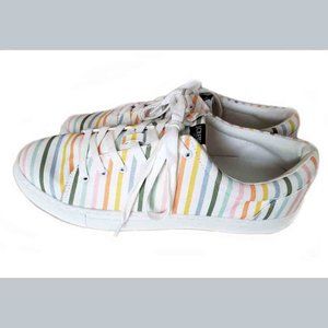 J Crew Rainbow Stripe Sneakers Shoes Canvas Women's Size 11
